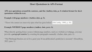 Citing short quotations in APA format [upl. by Acisset95]