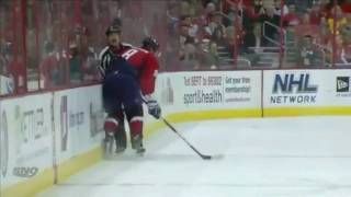 Alex Ovechkin hits Dan Schachte HD Dual Feed [upl. by Llertnod]