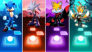 Sonic The Hedgehog 🆚 Silver Sonic 🆚 Spidey Tails 🆚 Nine Tails Tiles Hop EDM Rush [upl. by Eelame]