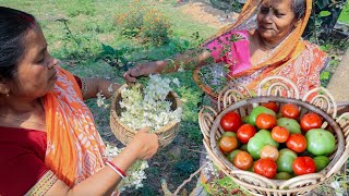 গরমের দিনে কম খরচে খুব ভালো খাবারকাঁচা টমেটো দিয়ে মাছের ঝোল আর সজনে ফুলের বড়া [upl. by Meid]