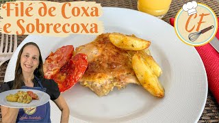 Filé de Coxa e Sobrecoxa assada com Batata e Tomate [upl. by Suzie]