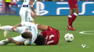 Salah injury vs Real Madrid • Salah vs Ramos • Champions League Final 2018 [upl. by Illac]