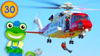 Gecko and the Rescue Helicopter  Geckos Real Vehicles  Educational Videos For Kids [upl. by Rachaba]