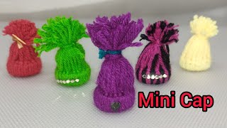 Doll cap making with woolen thread  woollen hat making  Silicon ring cap  Miniature woolen cap 🧢 [upl. by Akla]