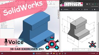 SolidWorks  3D CAD EXERCISES 253  StudyCadCam  Solution Tutorial [upl. by Ynetsed]