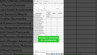 🧑‍🔧Jak Rozdzielić Dane na Kolumny za Pomocą Funkcji PODZIELTEKST 📊✨ excel exceltips kursexcel [upl. by Sualocin]