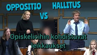 Opiskelijoihin ja koulutukseen kohdistuvat leikkaukset  Hallitus Vs Oppositio  Täysistunto [upl. by Gloriane]