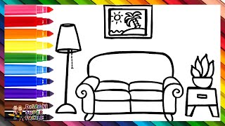 Come Disegnare un Soggiorno 🛋️🖼️ Disegnare e Colorare un Soggiorno 🪴🌈 Disegni per Bambini [upl. by Prior913]