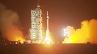 Replay Chinas Shenzhou 18 crew launches to Tiangong space station [upl. by Derdle]