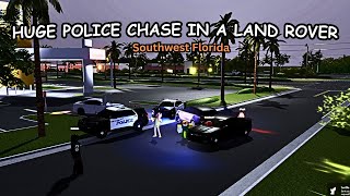 HUGE POLICE CHASE IN A LANDROVER  Southwest Florida Roblox [upl. by Swarts]