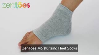 ZenToes Moisturizing Heel Socks Gel Lined to Heal and Treat Dry Cracked Heels While You Sleep [upl. by Ylliw]