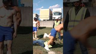 Construction Worker vs Bodybuilder MasWrestling [upl. by Hollingsworth631]