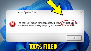 Fix MFPlatDLL not found in Windows 11  10  How To Solve Mfplat dll Missing Error ✅ [upl. by Diskson806]