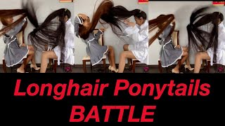 Longhair Ponytails Battle Hair play Smell Aliia and Mila Patreon full video [upl. by Doerrer]