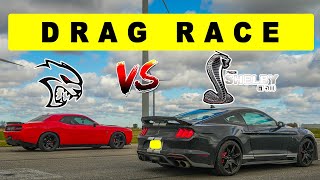 2022 Ford Shelby GT500 vs Dodge Challenger Hellcat there is only one winner Drag and Roll Race [upl. by Fey]