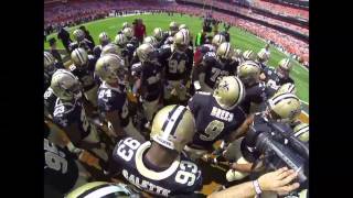 Drew Brees leads Saints in pregame chant in Cleveland [upl. by Aneehs]