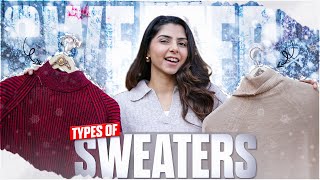 Types of SWEATERS every girl should know  Myntra Sweater Haul [upl. by Ecnerol]