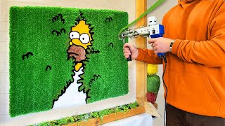 ASMR Rug Tufting  Homer Simpson Meme Rug Start To Finish [upl. by Thessa]