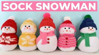 Sock Snowman in 10 Minutes  EASY Inexpensive Christmas Craft [upl. by Adolpho328]