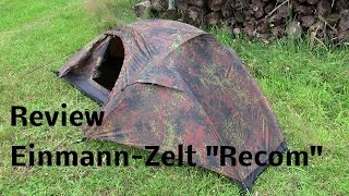 Camping Einmannzelt quotRecomquot  Flecktarn  Review  ausführlich und in HD  Outdoor AusrüstungTV [upl. by September]