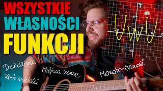 📈WSZYSTKIE WŁASNOŚCI FUNKCJI Miejsca zerowe dziedzina zbiór wartości monotoniczność parzystość [upl. by Nyvrem]