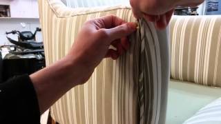 Upholstering an armchair Part 6  Hand Sewing [upl. by Shipp]