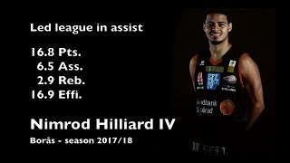 Nimrod Hilliard IV 20172018 Boras Basket highlights [upl. by Aveer]