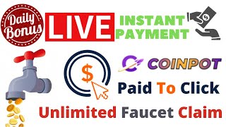 Coinpotin  PTC  Unlimited Faucet Claim  Daily Bonus  Live Instant Payment [upl. by Bostow619]