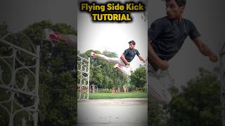 Flying Side Kick🔥🥋 tutorial✅ taekwondo karate motivation trick training speed power shorts [upl. by Hanson]