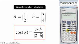 Winkel zwischen zwei Vektoren berechnen mit Taschenrechner [upl. by Dahl]