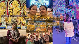 Salt Lake creative Pandal to South Kolkata Durga Puja 2024 whole night pandal hopping🤩 [upl. by Jillene781]