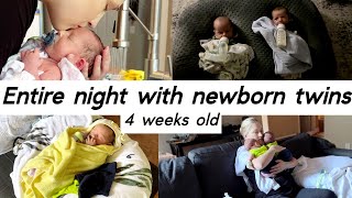 nighttime routine with newborn twins evening routine with newborn twins [upl. by Aerdnod146]