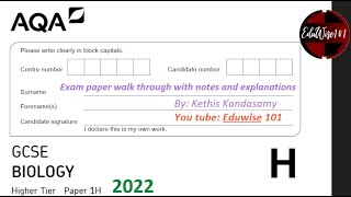 AQA GCSE Biology 2022  Paper 1 Q1 Higher Tier Past paper Questions walk through on Cell Biology [upl. by Lzeil952]