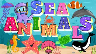 SEA ANIMALS VOCABULARY Los animales marinos en inglés English for kids [upl. by Fiel482]