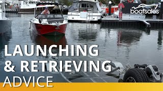 Launching and retrieving a boat with a driveon trailer boatsales [upl. by Mazur]