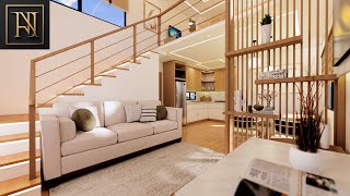 Cozy Japandi Inspired Loft Type Tiny House Design Idea  4x8 Meters Only [upl. by Aredna404]