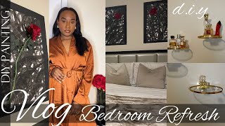 VLOG  DIY Easy Wall Art Bedroom Refresh Easy Painting diycrafts diywallhanging [upl. by Lindgren]