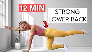 12 MIN LOWER BACK Toning amp Strength workout at home No Equipment  No Repeat Burn Calories [upl. by Alien]