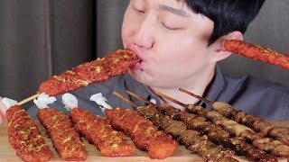 ～MUKBANG～중학생때 자주 사먹은 꼬지와친구들 꼬치 리얼사운드 먹방 Chicken Skewers 鶏肉の串焼き ASMR [upl. by Maddock823]