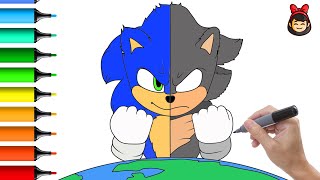 How to Draw Sonic and Dark Sonic [upl. by Xylina639]