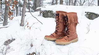 Mens 15quot Snowshoe Peanut Brown Mukluk Moccasin Boots [upl. by Etnoval]