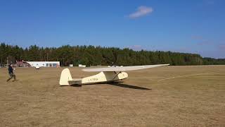 Grunau Baby glider bungee launch in Pociunai Lithuania [upl. by Elbring]