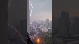 Close Call Lightning Strikes Near Me While Filming on My Balcony [upl. by Odlaw]