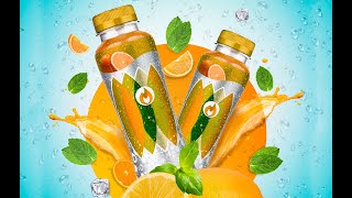 Orange Drink Poster Design  Photoshop Tutorial by Ju Joy Design Bangla [upl. by Iblehs]