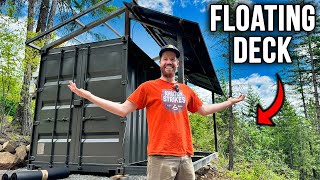 Building a FLOATING DECK on our DIY Tiny House [upl. by Elpmet]