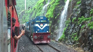 22413 GOA Rajdhani Express Crossing at Ukshi Railway Station  Konkan Railways [upl. by Spillar588]