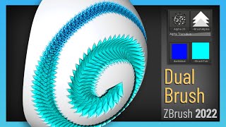 ZBrush 2022  Dual Action Brushes Two Alphas Two Textures endless possibilities [upl. by Yeung]