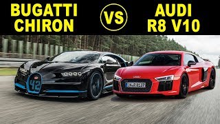 Bugatti Chiron vs Audi R8Comparison [upl. by Drofxer]