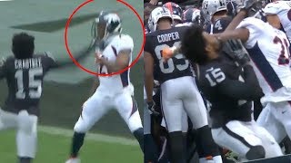 Aqib Talib and Michael Crabtree scuffle spark RaidersBroncos fight [upl. by Aicrop]