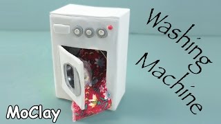 DIY Dollhouse  How to make a miniature washing machine [upl. by Drolet]